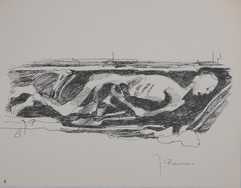 Joseph PRESSMAN : Vanité enterrée, Gravure signée