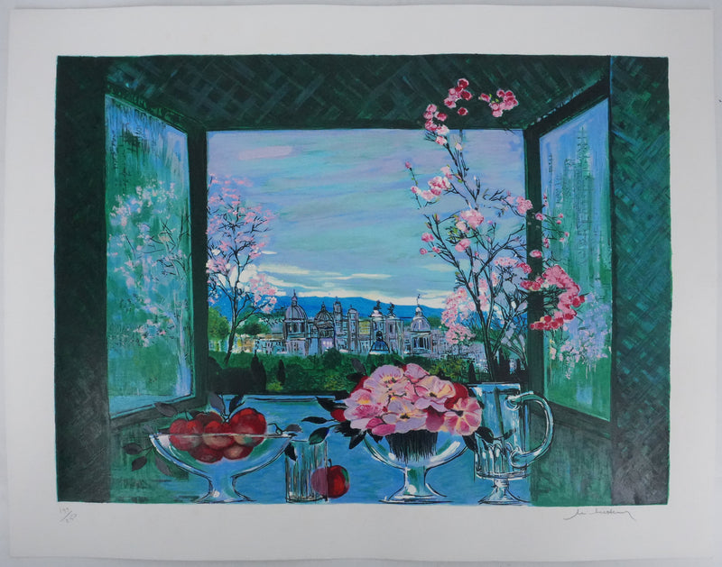 Michel HENRY : Nature morte surplombant la ville, Sérigraphie originale signée