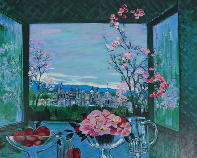 Michel HENRY : Nature morte surplombant la ville, Sérigraphie originale signée