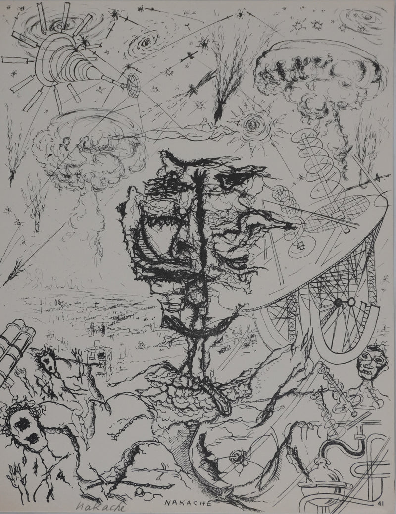 Armand NAKACHE : Scène mystique, Gravure signée