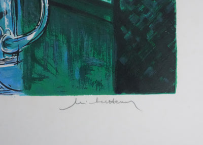 Michel HENRY : Nature morte surplombant la ville, Sérigraphie originale signée