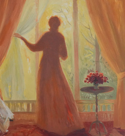 Yvonne CHEFFER DELOUIS : Intérieur orangé, Lithographie originale signée