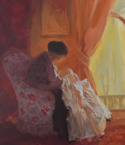 Yvonne CHEFFER DELOUIS : Intérieur orangé, Lithographie originale signée