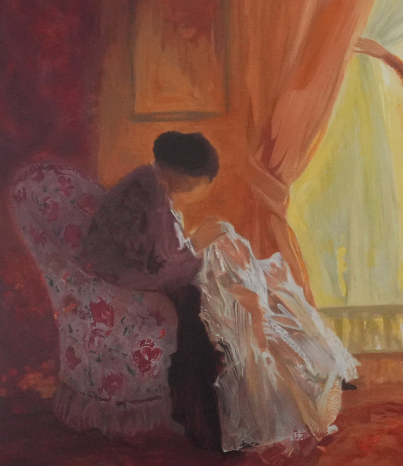 Yvonne CHEFFER DELOUIS : Intérieur orangé, Lithographie originale signée