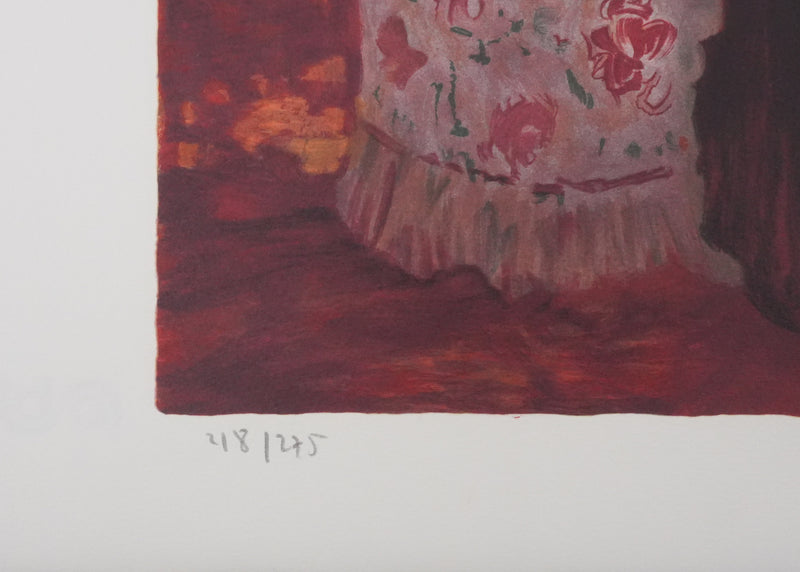 Yvonne CHEFFER DELOUIS : Intérieur orangé, Lithographie originale signée