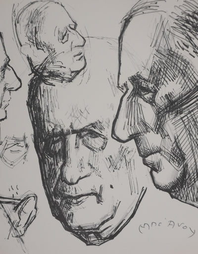 Edouard MAC-AVOY : Etude pour un portrait du général De Gaulle, Héliogravure signée