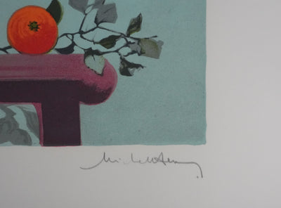 Michel HENRY : Les fleurs dans le vent,  Lithographie originale signée