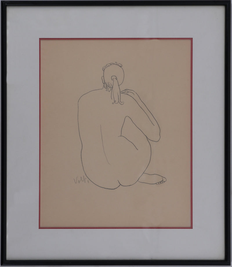 Antonuccio VOLTI : Nu se coiffant, Dessin original signé