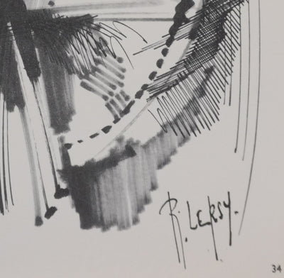 Roger LERSY : Composition abstraite dynamique, Héliogravure signée