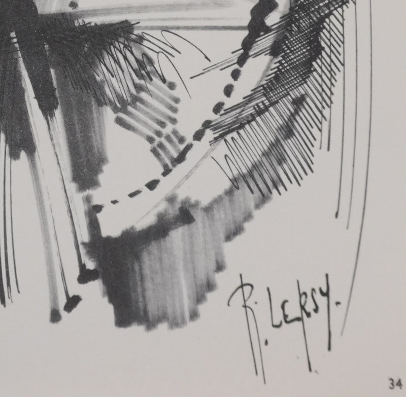 Roger LERSY : Composition abstraite dynamique, Héliogravure signée