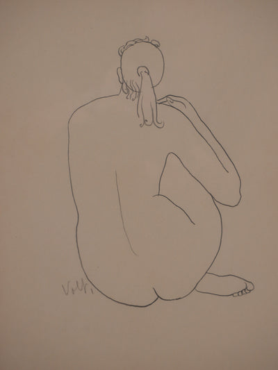 Antonuccio VOLTI : Nu se coiffant, Dessin original signé