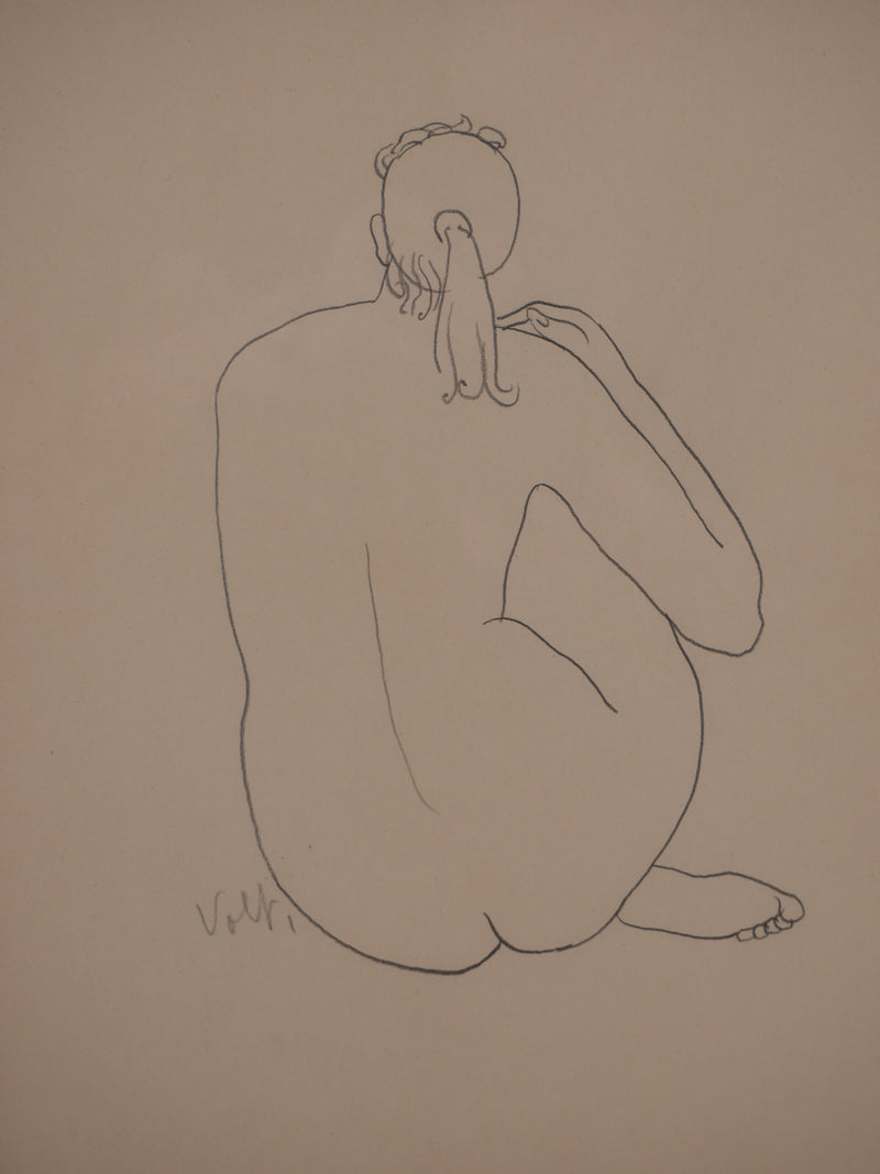 Antonuccio VOLTI : Nu se coiffant, Dessin original signé