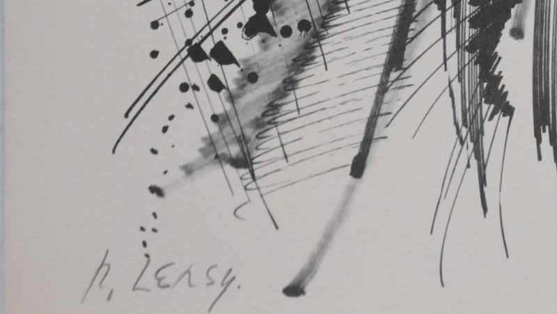 Roger LERSY : Composition abstraite dynamique, Héliogravure signée