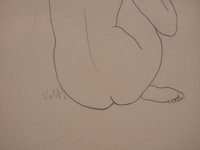 Antonuccio VOLTI : Nu se coiffant, Dessin original signé