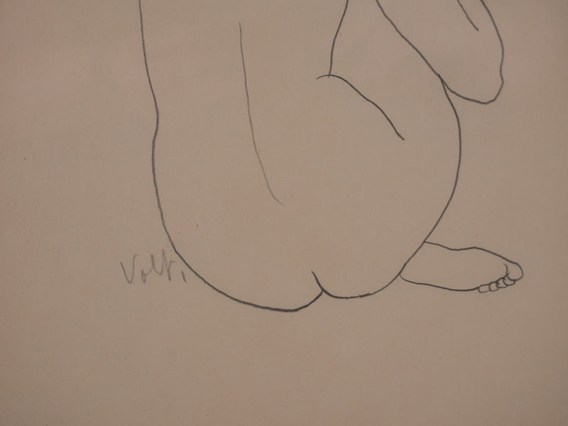 Antonuccio VOLTI : Nu se coiffant, Dessin original signé