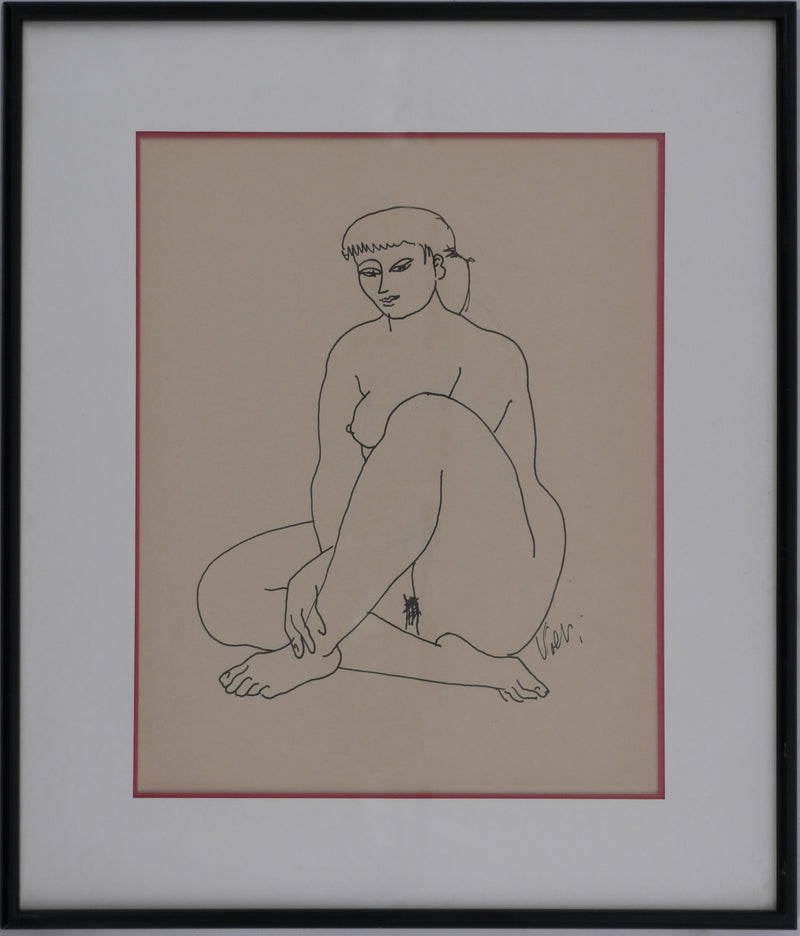 Antonuccio VOLTI : Nu aux jambes croisées, Dessin original signé