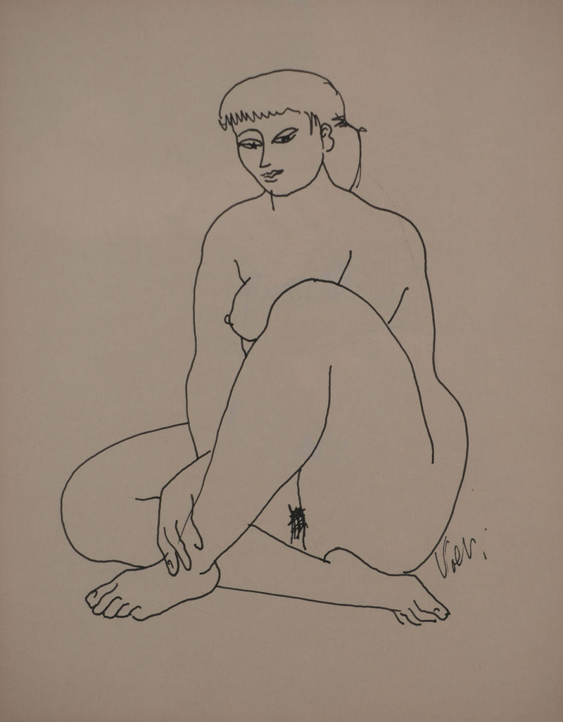 Antonuccio VOLTI : Nu aux jambes croisées, Dessin original signé