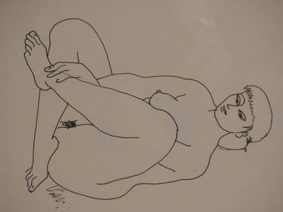 Antonuccio VOLTI : Nu aux jambes croisées, Dessin original signé