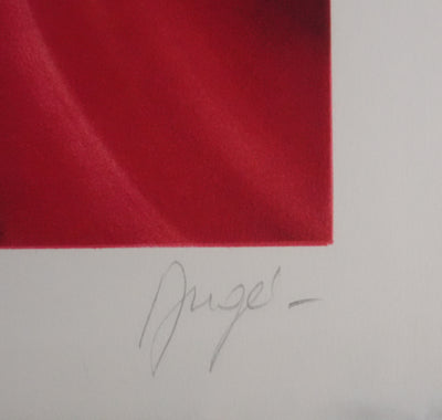 Philippe AUGE : Femme en robe rose, Lithographie originale signée