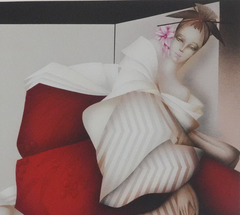 Philippe AUGE : Les femmes en robe blanche, Lithographie originale signée