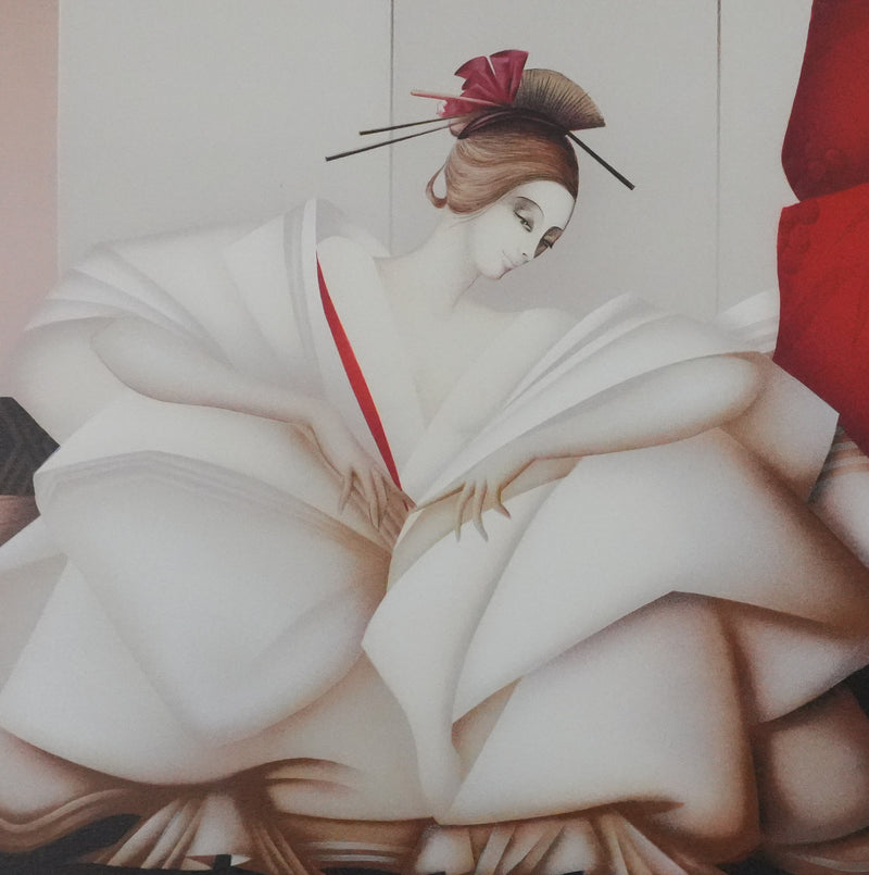 Philippe AUGE : Les femmes en robe blanche, Lithographie originale signée