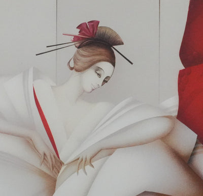 Philippe AUGE : Les femmes en robe blanche, Lithographie originale signée