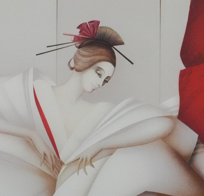 Philippe AUGE : Les femmes en robe blanche, Lithographie originale signée