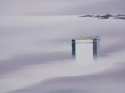 Leon DENOEL : Brumes sur le lac Léman, Gouache originale signée