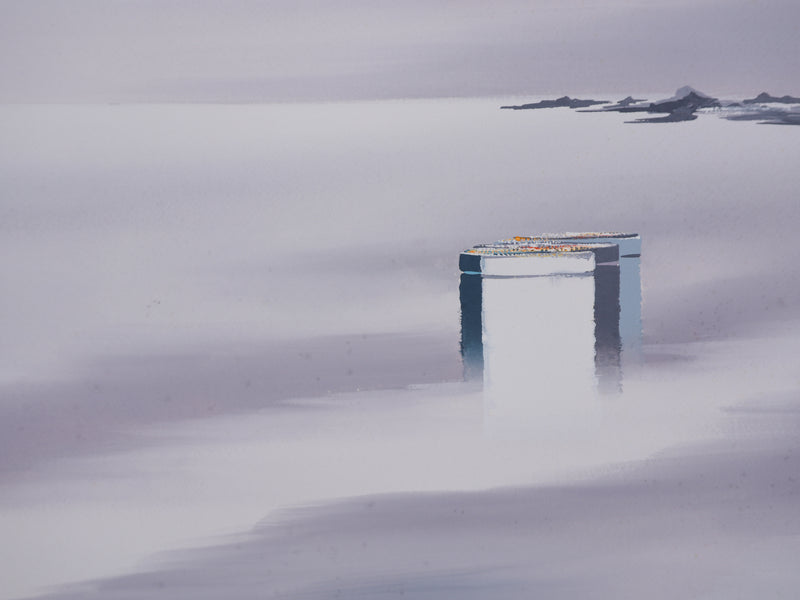 Leon DENOEL : Brumes sur le lac Léman, Gouache originale signée