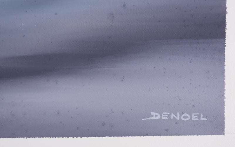Leon DENOEL : Brumes sur le lac Léman, Gouache originale signée