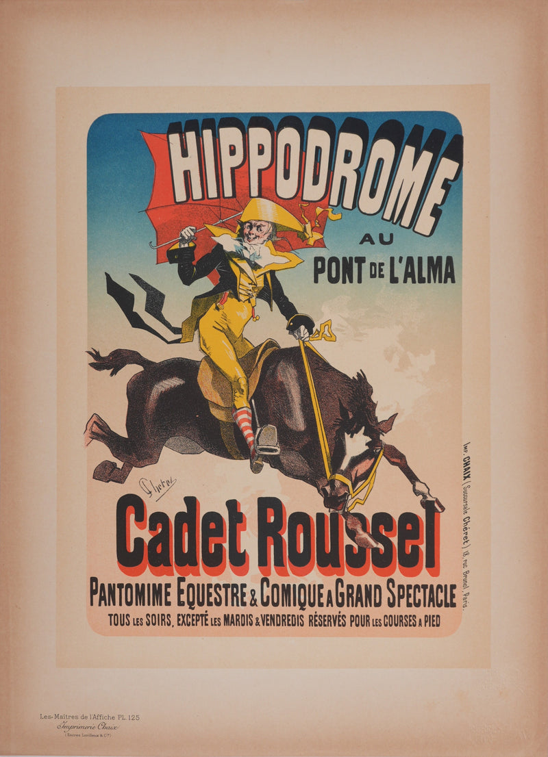 Jules CHERET : Le cavalier en jaune, Lithographie originale signée