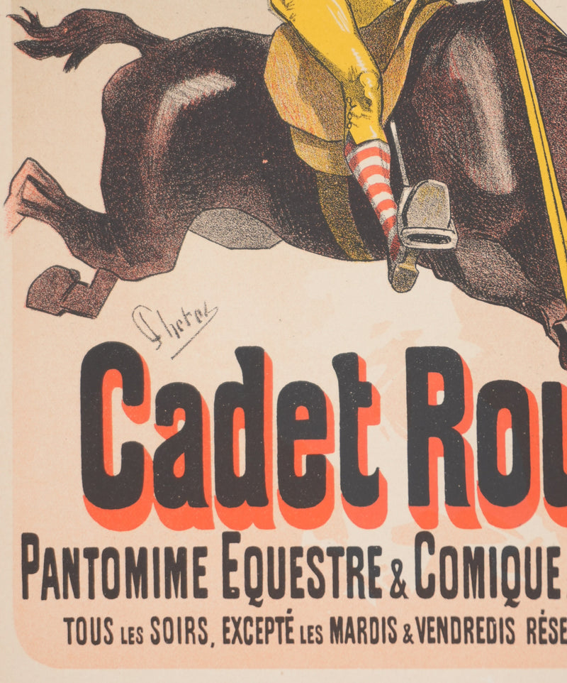 Jules CHERET : Le cavalier en jaune, Lithographie originale signée