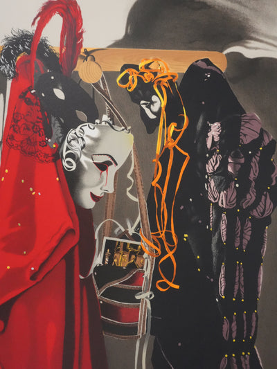 Nadine LE PRINCE : Costumes vénitien, Lithographie originale signée