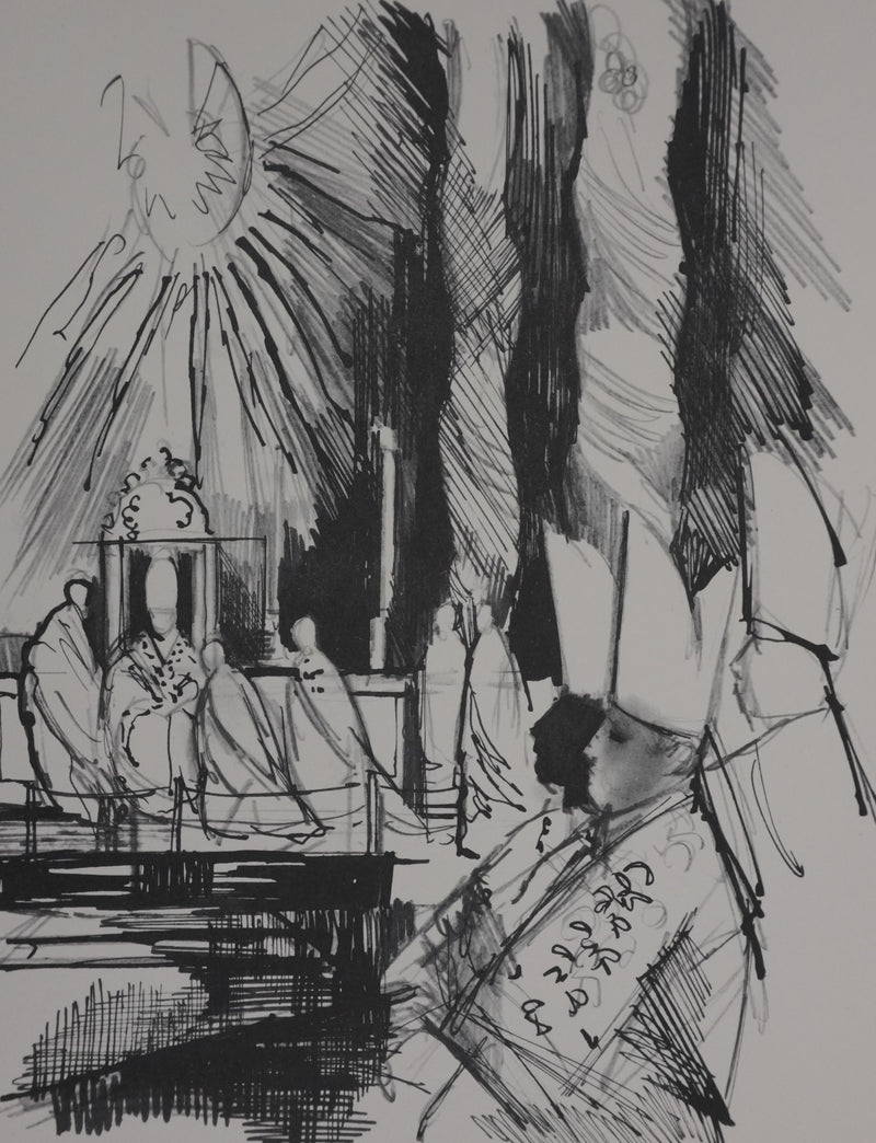 Emile GRAU-SALA : Inauguration papale, Héliogravure signée