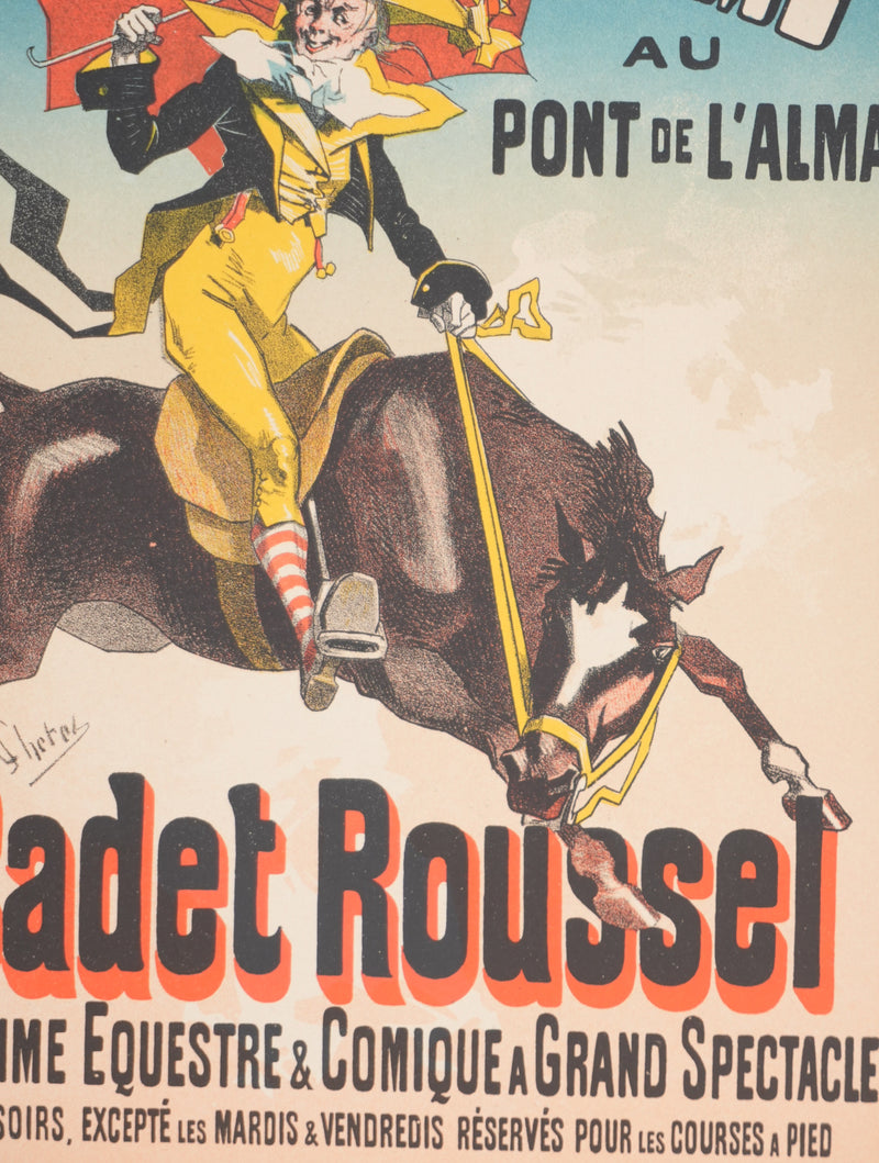 Jules CHERET : Le cavalier en jaune, Lithographie originale signée