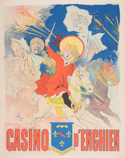 ADA Jules CHERET, Junge Reiterinnen (Enghien Casino), Original signierte Lithographie, 1897