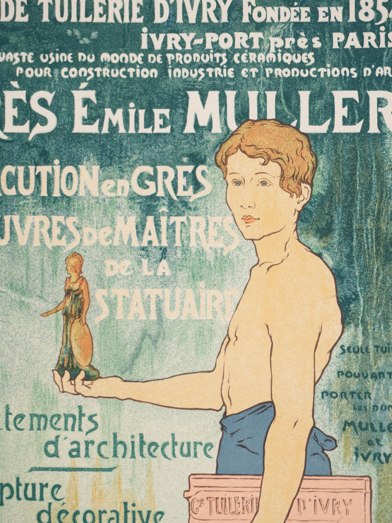 Alexandre CHARPENTIER : Le garçon à la statuette, Lithographie originale