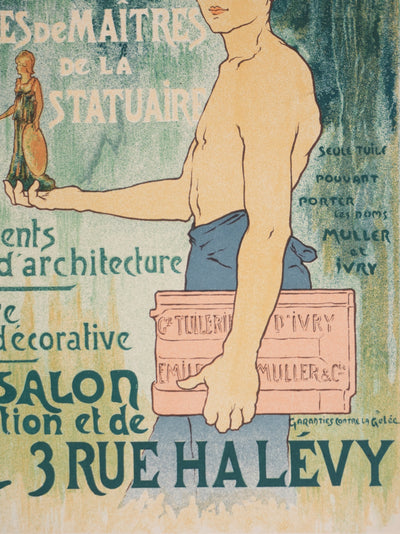 Alexandre CHARPENTIER : Le garçon à la statuette, Lithographie originale
