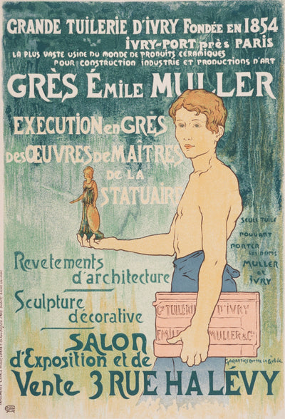 Alexandre CHARPENTIER : Le garçon à la statuette, Lithographie originale