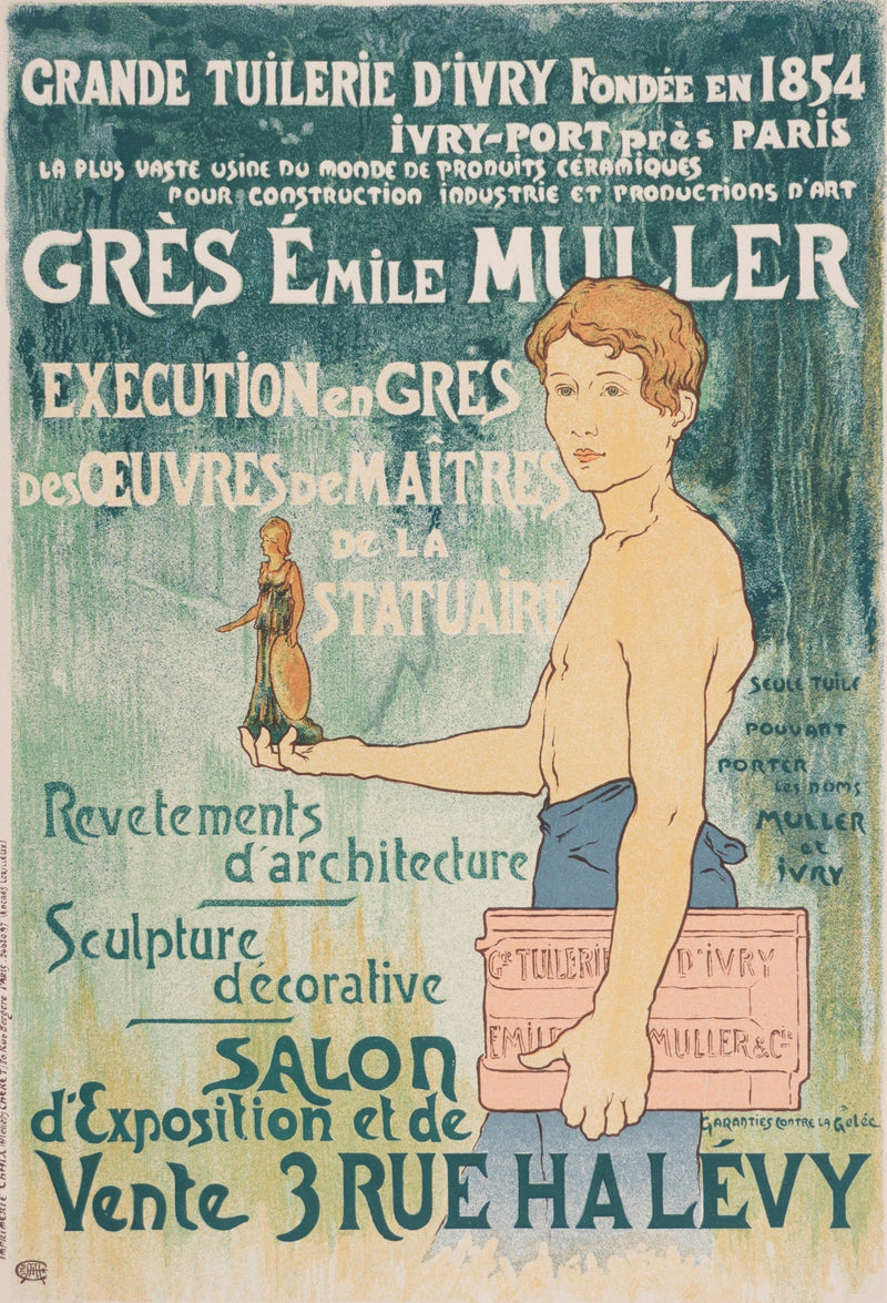 Alexandre CHARPENTIER : Le garçon à la statuette, Lithographie originale