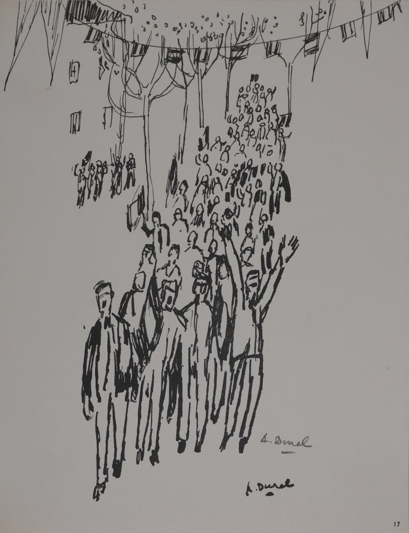 Auguste DUREL : Célébration populaire, Héliogravure signée