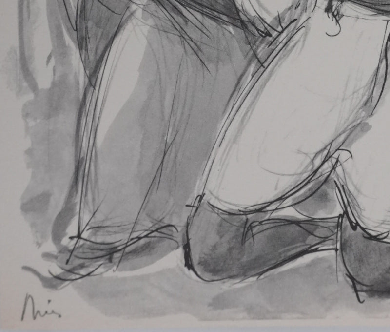 Jean DRIES : Gandhi et deux femmes, Héliogravure signée