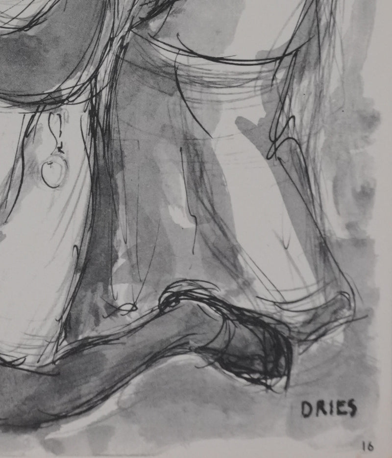 Jean DRIES : Gandhi et deux femmes, Héliogravure signée