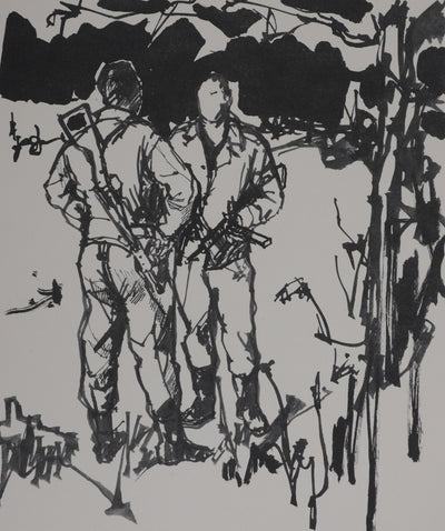 Jean COMMERE : Les militaires, Héliogravure signée