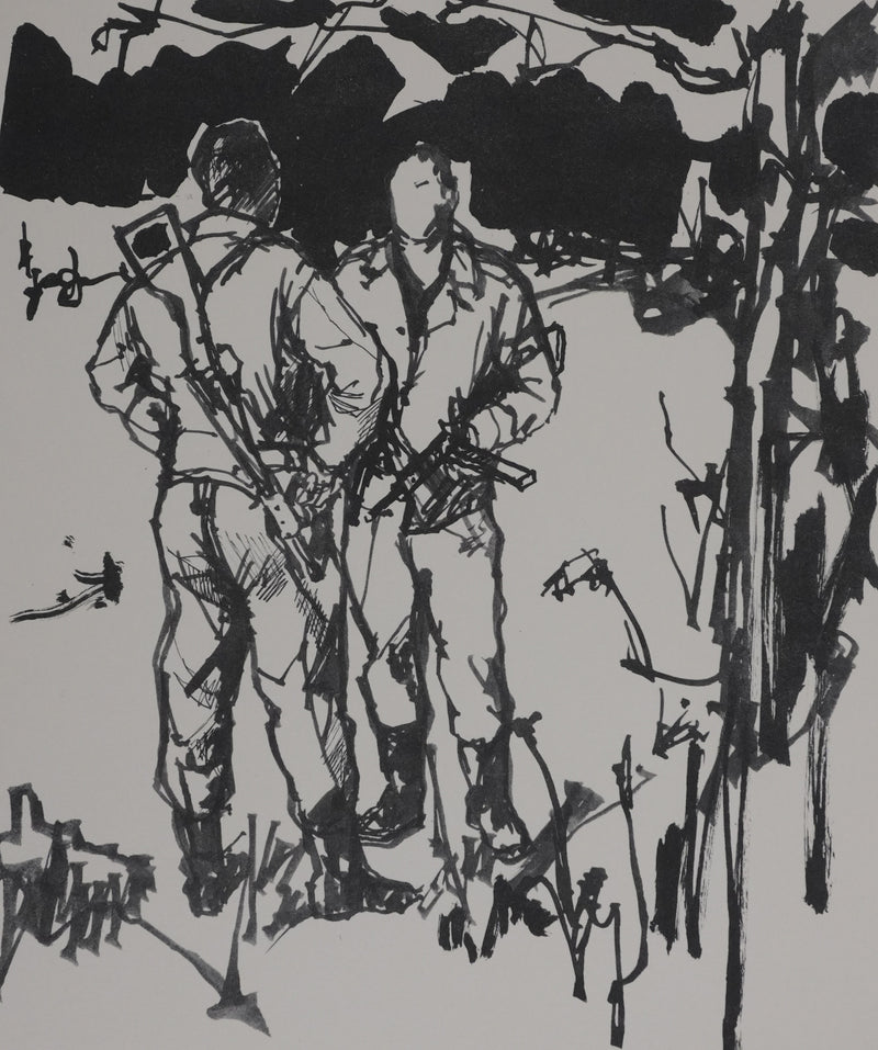 Jean COMMERE : Les militaires, Héliogravure signée