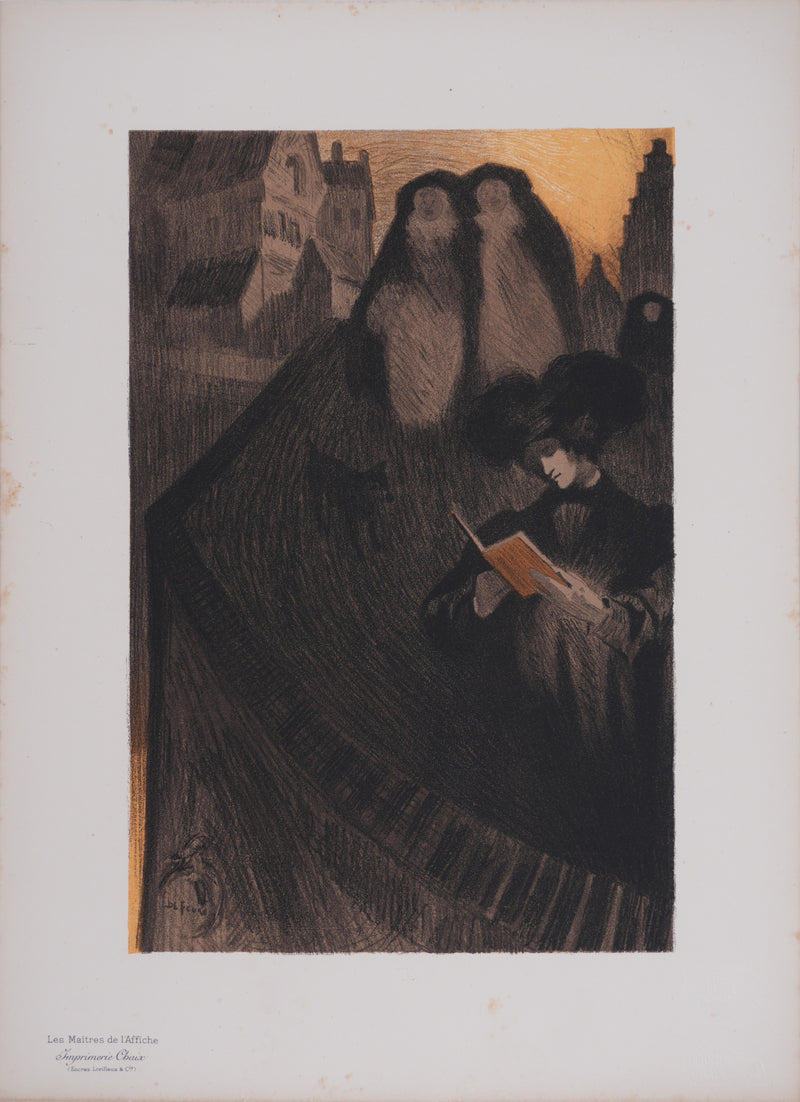 Georges DE FEURE : La lecture, Lithographie originale signée