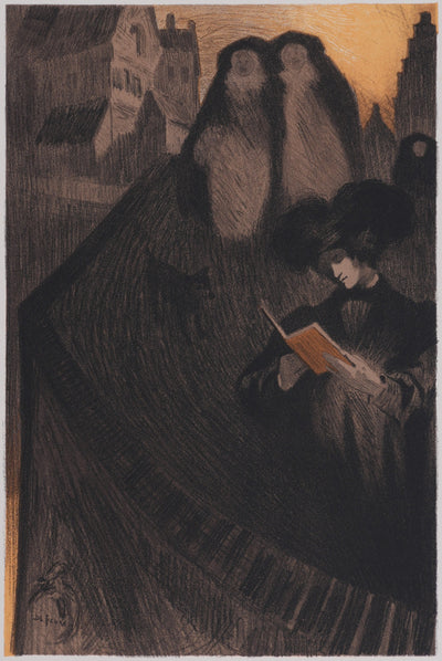 Georges DE FEURE : La lecture, Lithographie originale signée