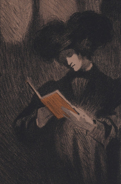 Georges DE FEURE : La lecture, Lithographie originale signée
