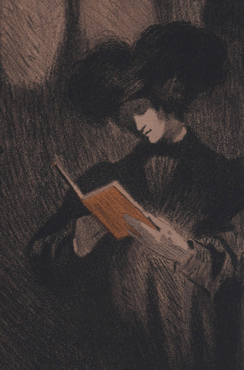 Georges DE FEURE : La lecture, Lithographie originale signée