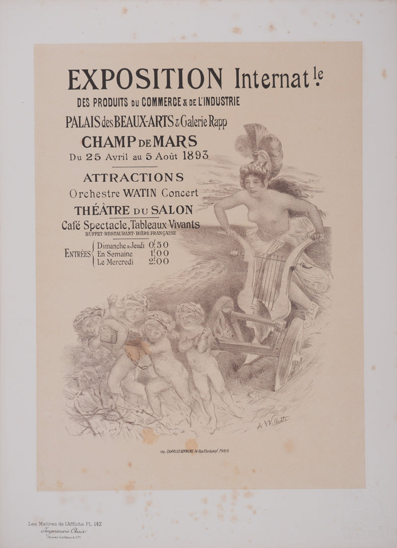 Adolphe WILLETTE : Exposition internationale, Lithographie originale signée